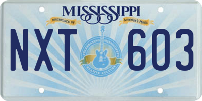 MS license plate NXT603