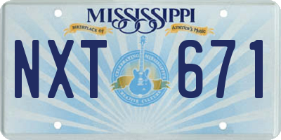 MS license plate NXT671