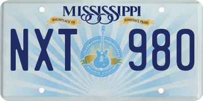 MS license plate NXT980