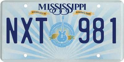 MS license plate NXT981