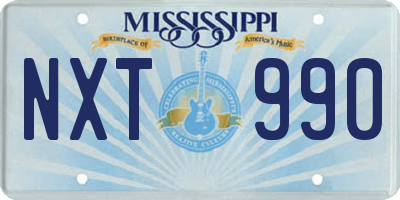 MS license plate NXT990