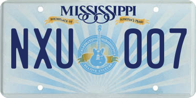MS license plate NXU007