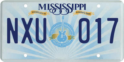MS license plate NXU017