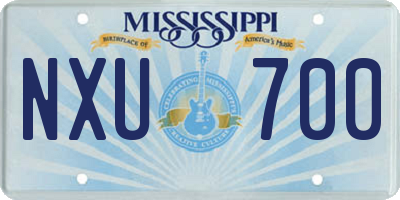 MS license plate NXU700