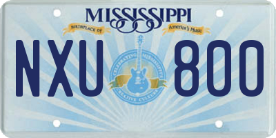MS license plate NXU800