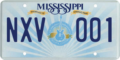 MS license plate NXV001