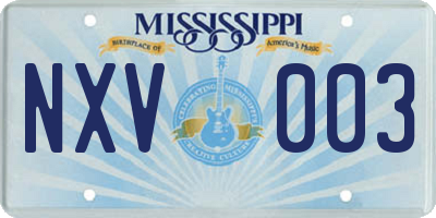 MS license plate NXV003