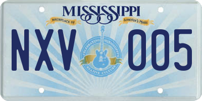 MS license plate NXV005
