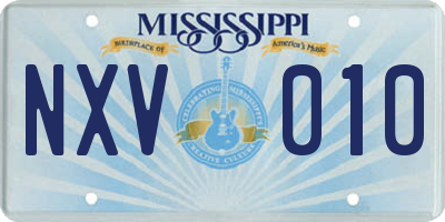 MS license plate NXV010