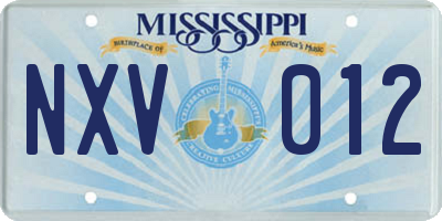 MS license plate NXV012