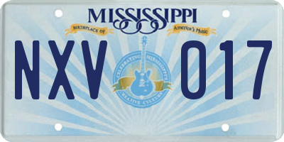 MS license plate NXV017