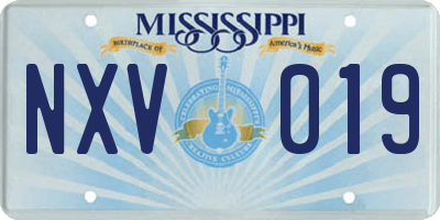 MS license plate NXV019