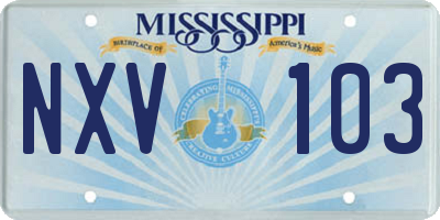 MS license plate NXV103