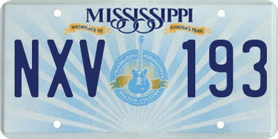 MS license plate NXV193