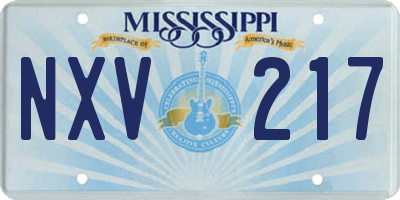 MS license plate NXV217