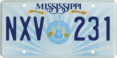 MS license plate NXV231