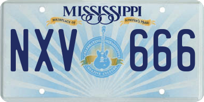 MS license plate NXV666