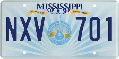 MS license plate NXV701