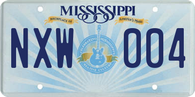 MS license plate NXW004