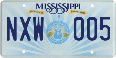 MS license plate NXW005