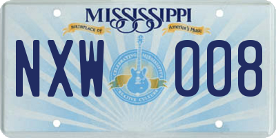 MS license plate NXW008