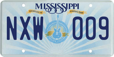 MS license plate NXW009