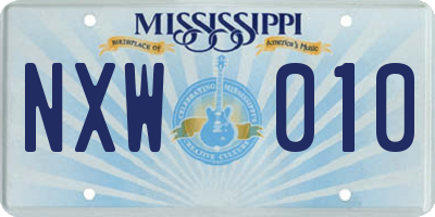 MS license plate NXW010