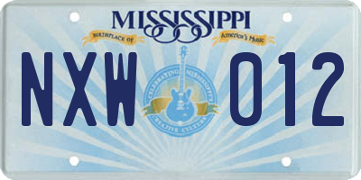 MS license plate NXW012