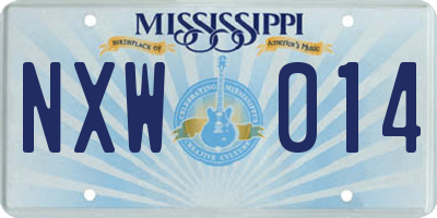 MS license plate NXW014