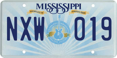 MS license plate NXW019