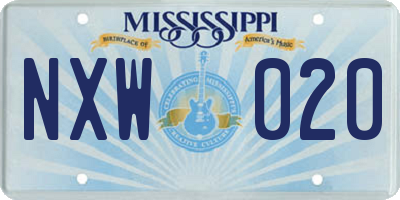 MS license plate NXW020