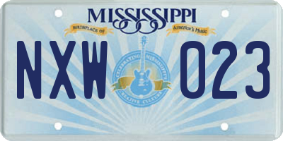 MS license plate NXW023