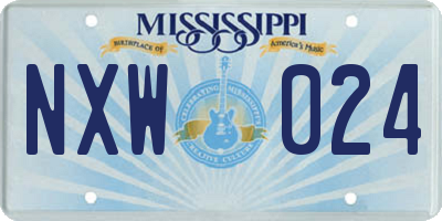 MS license plate NXW024