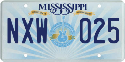 MS license plate NXW025