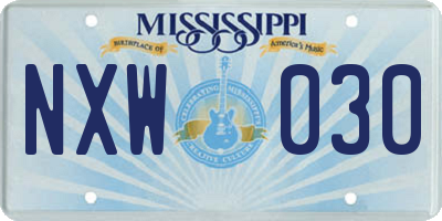 MS license plate NXW030