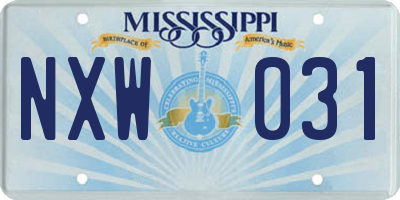 MS license plate NXW031