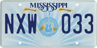 MS license plate NXW033
