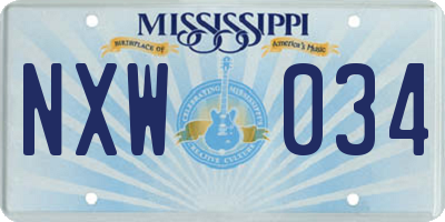 MS license plate NXW034