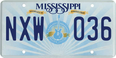 MS license plate NXW036