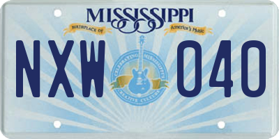 MS license plate NXW040