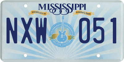 MS license plate NXW051
