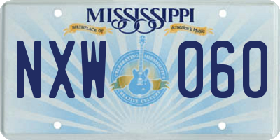 MS license plate NXW060