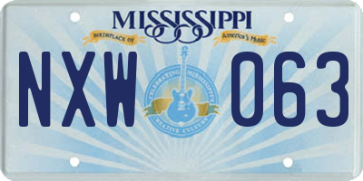 MS license plate NXW063