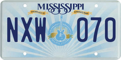 MS license plate NXW070