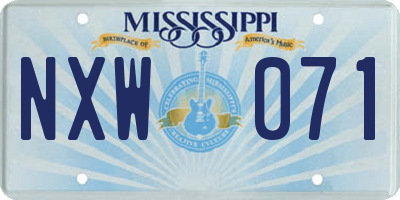 MS license plate NXW071