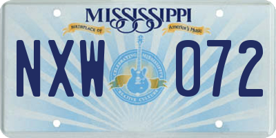 MS license plate NXW072