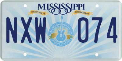 MS license plate NXW074