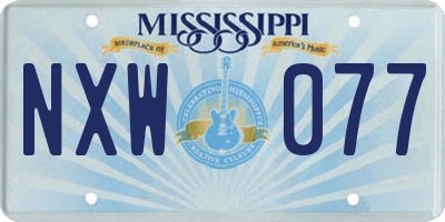 MS license plate NXW077