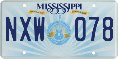 MS license plate NXW078