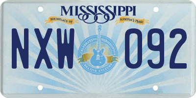 MS license plate NXW092